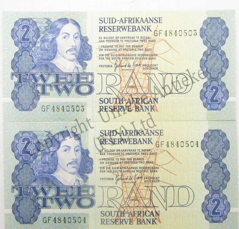 Lot of 8 x 1984 GPC de Kock R2 banknotes with consecutive numbers