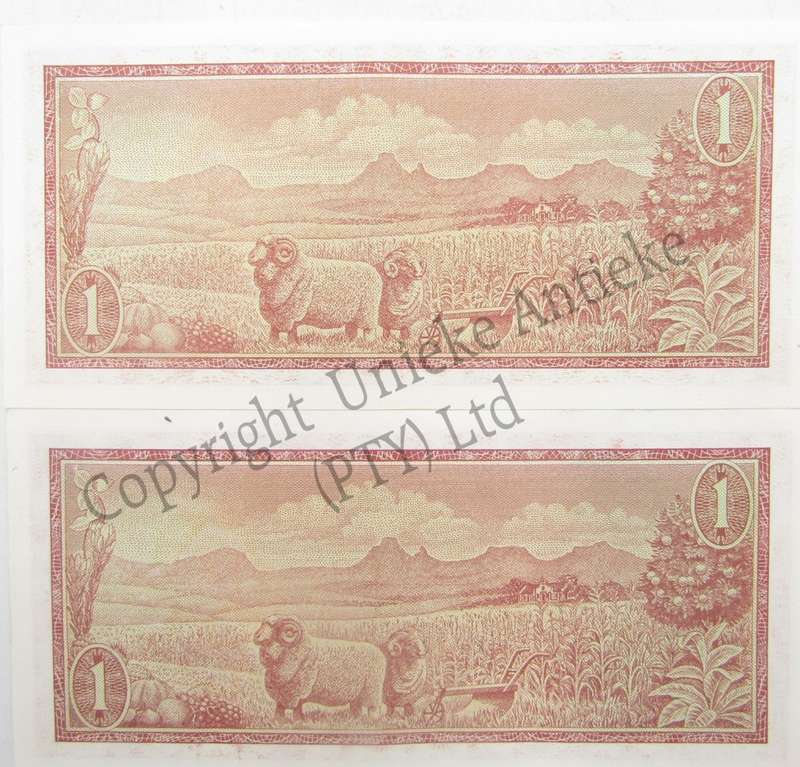 Lot of 7 x 1975 TW de Jong R1 banknotes with consecutive numbers