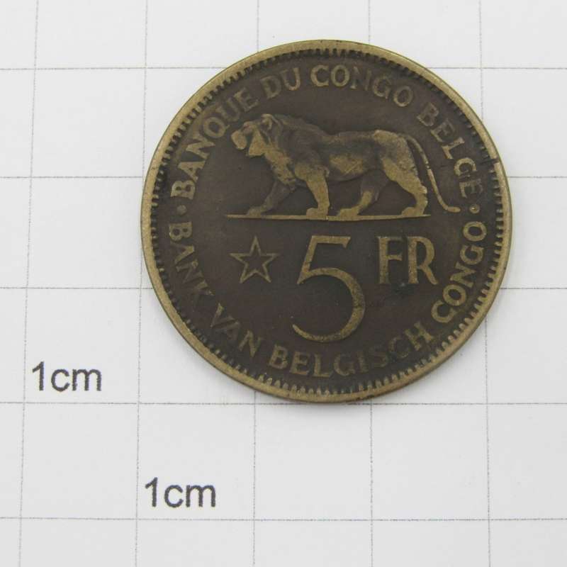 1936 Belgian Congo 5 Franc VF