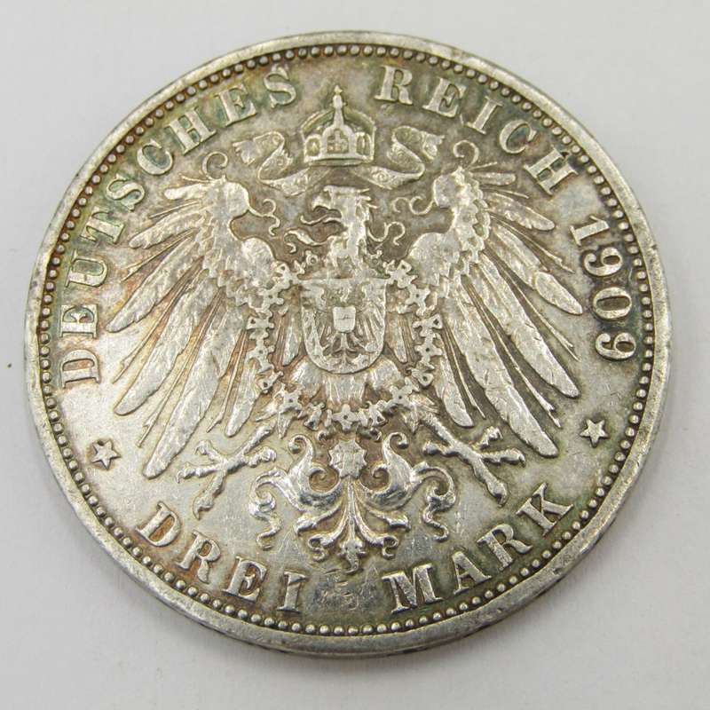 German Reich 1909 Drei Mark G - Baden XF
