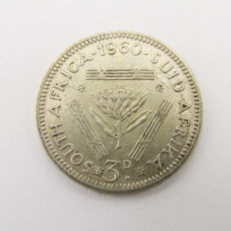 1960 SA Union 3d tickey - XF - mintage 18004