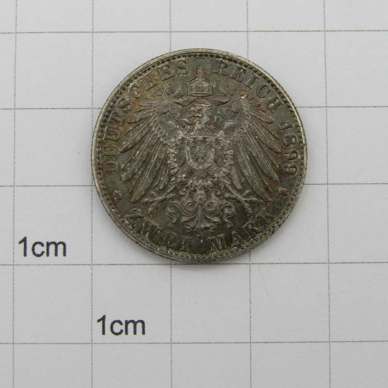 Hamburg 1899 Zwei mark AU+ or better