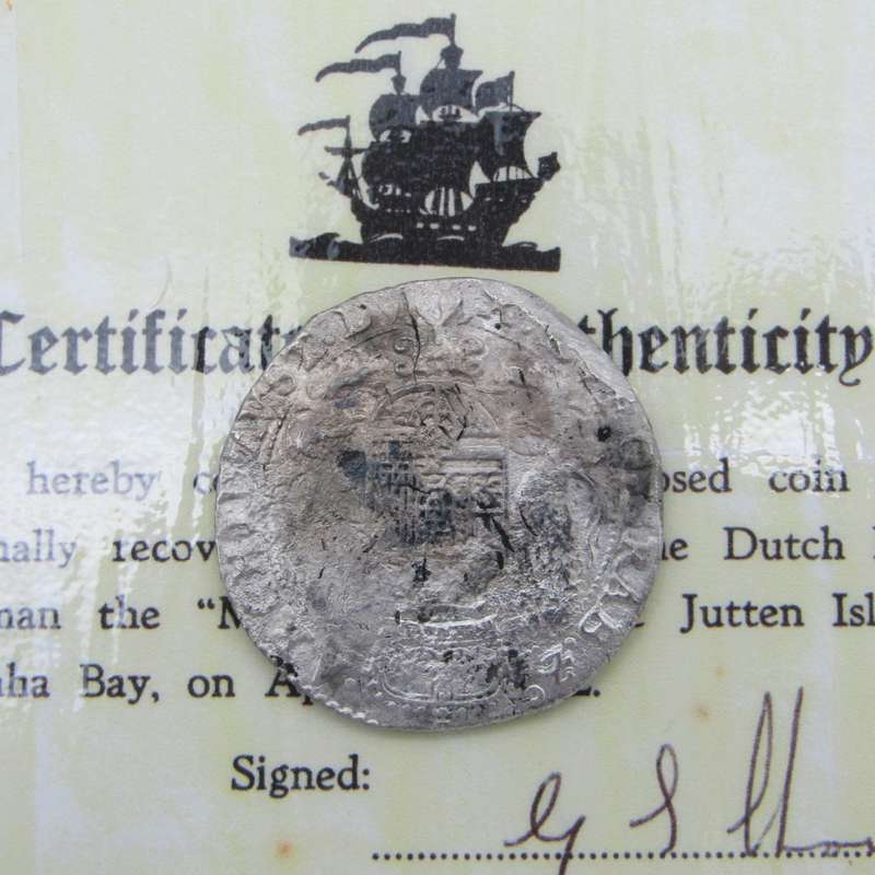 Crown size silver Rider Ducation salvaged from the Merenstijn which sank in 1702 at Jutten Island