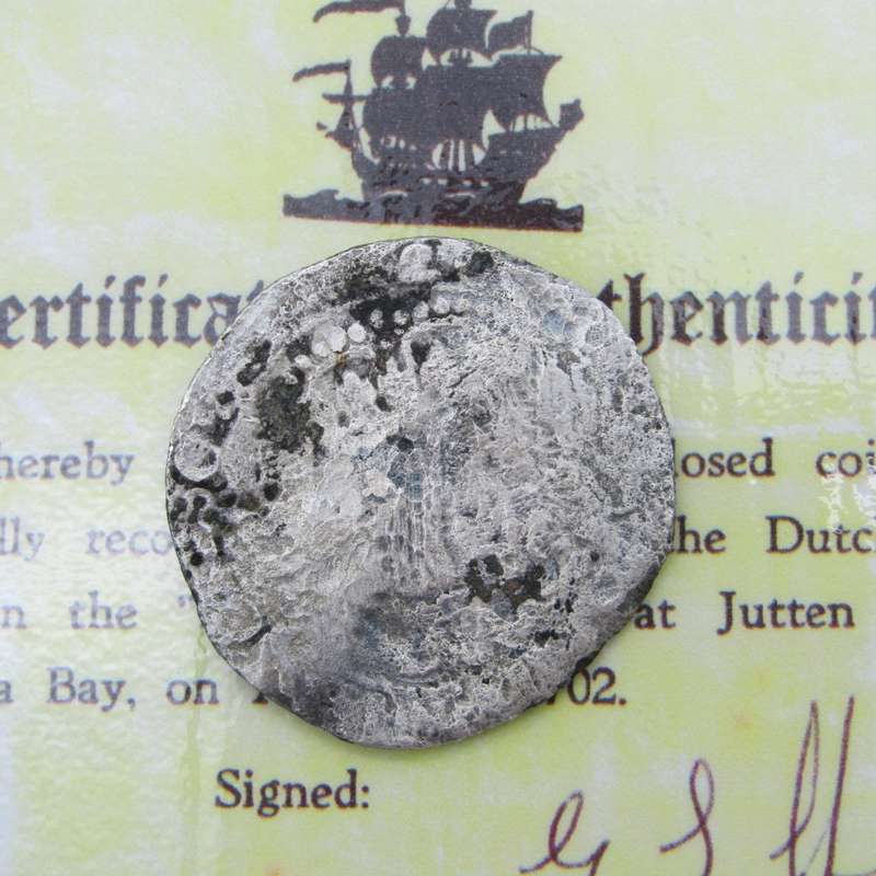 Crown size Silver Rider Ducation salvaged from the Merenstijn shipwreck which sank in 1702