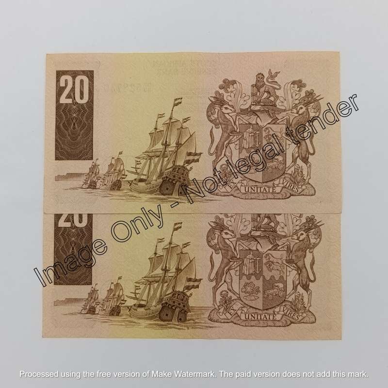 Lot of 2 GPC de Kock 3rd issue banknotes with consecutive numbers