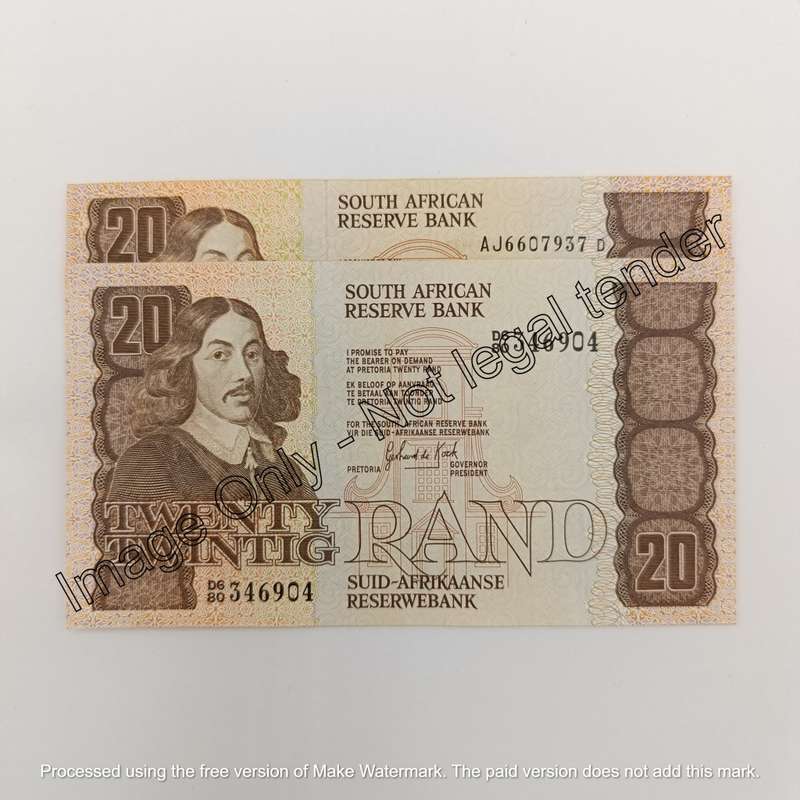 Stals & De Kock R20 banknotes in excellent condition