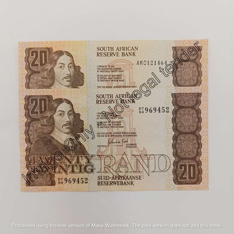 South Africa Chris Stals & GPS de Kock R20 banknotes