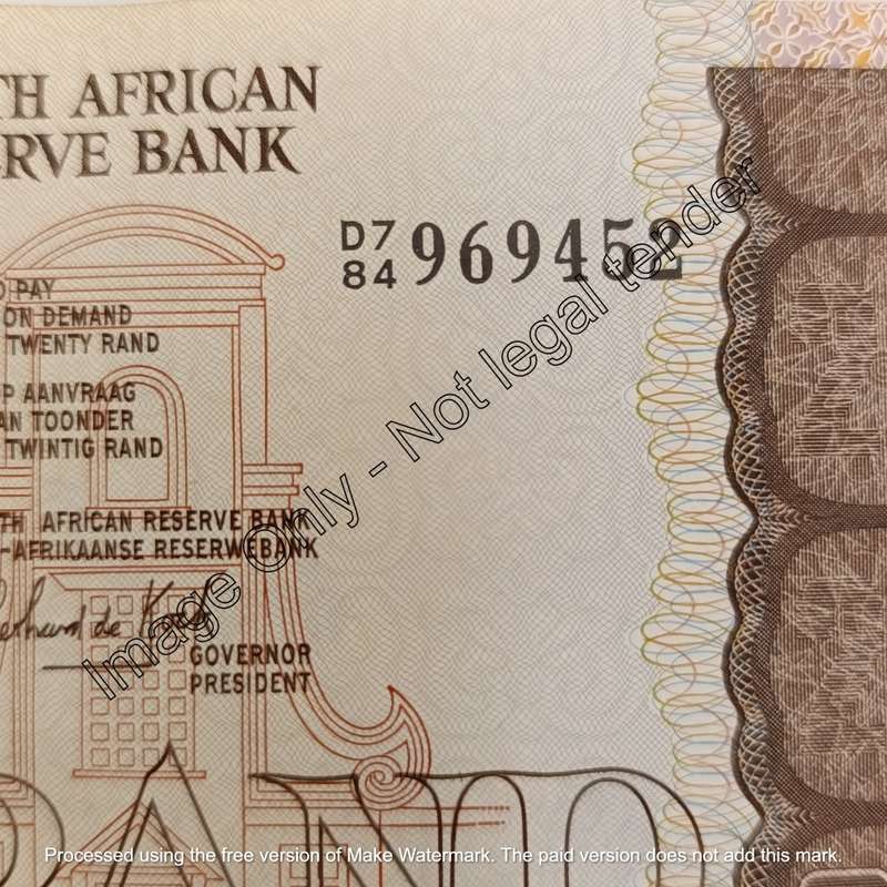 South Africa Chris Stals & GPS de Kock R20 banknotes