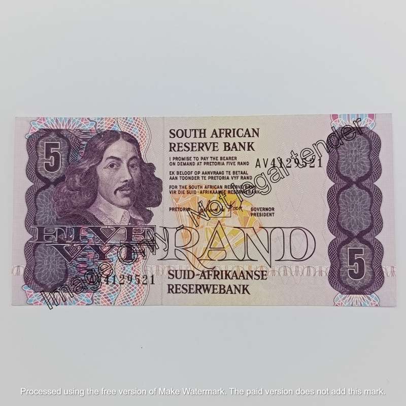 Banknotes SA 1989 & 1990 GPC de Kock R5 notes uncirculated