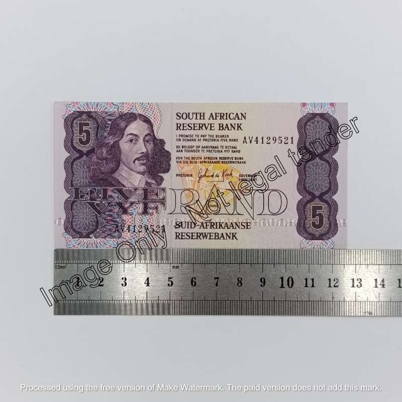 Banknotes SA 1989 & 1990 GPC de Kock R5 notes uncirculated
