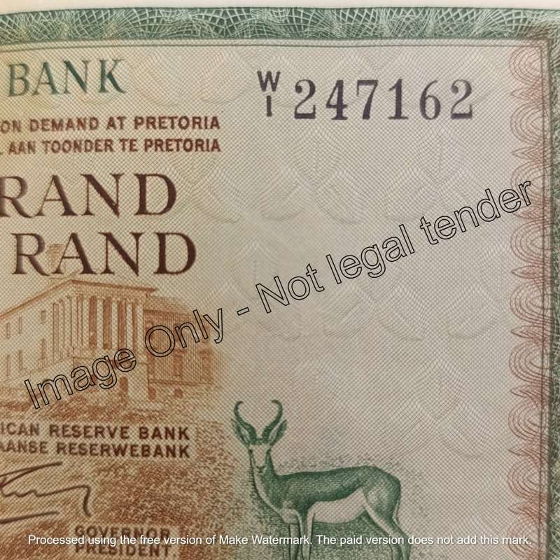 South Africa Rissik 1966 second issue W1 replacement note ceases & marks but VF+