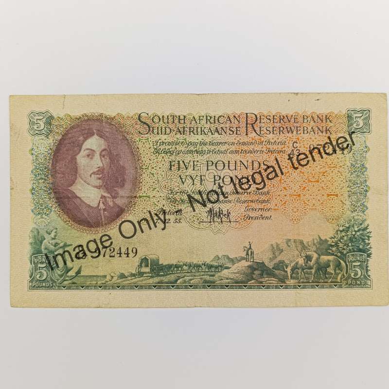 M.H de Kock 7-12-55 Five Pound banknote