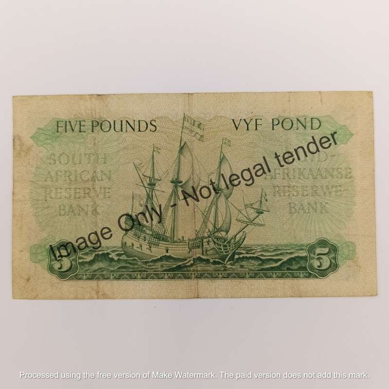 M.H de Kock 7-12-55 Five Pound banknote