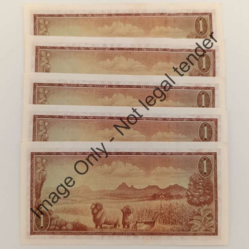 South Africa TW de Jongh - lot of 4 R1 banknotes 1967 A/E first issue A615 banknotes