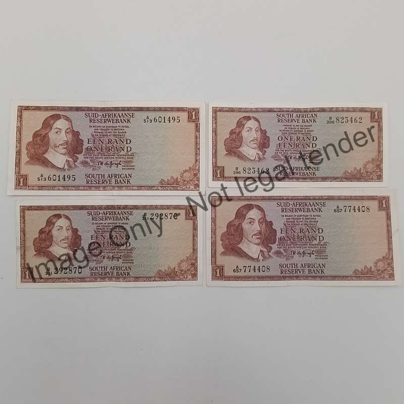 TW de Jongh 1967, 1972, 1973 & 1975 R1 banknotes - all years Issued