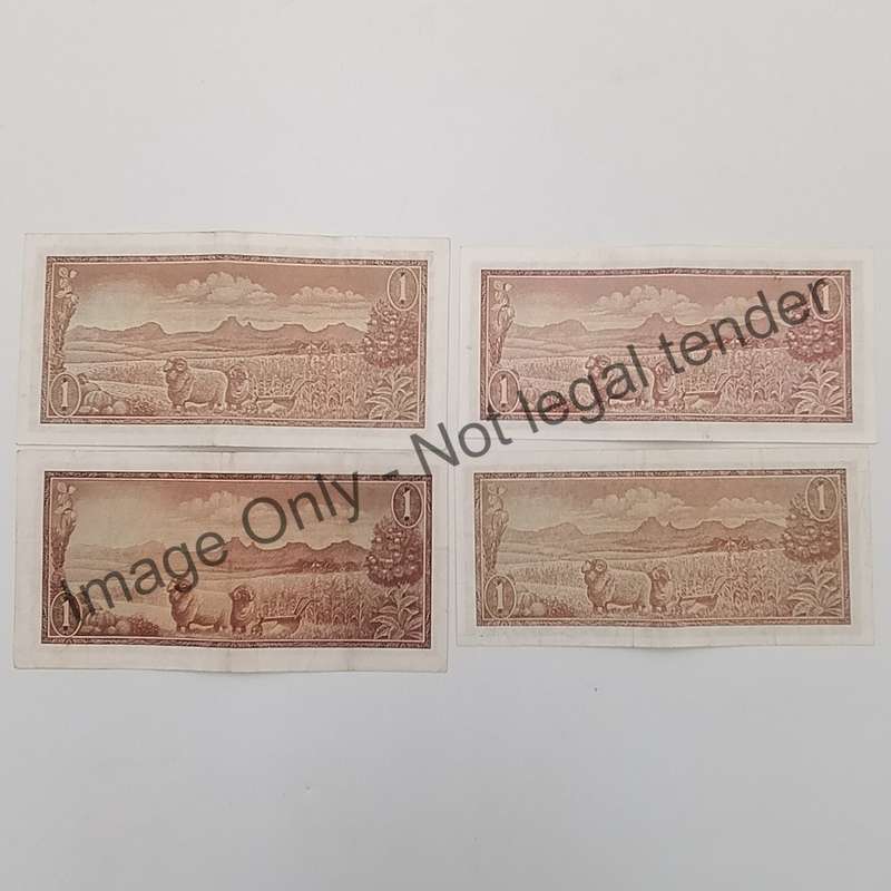 Full set of TW de Jongh R1 banknotes - all years Issued 1967, 1972, 1973 & 1975