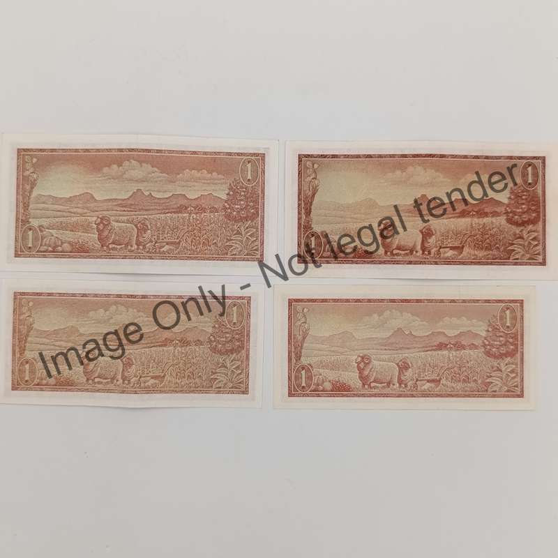 TW de Jongh full set of all years Issued 1967, 1972, 1973 & 1975 R1 banknotes