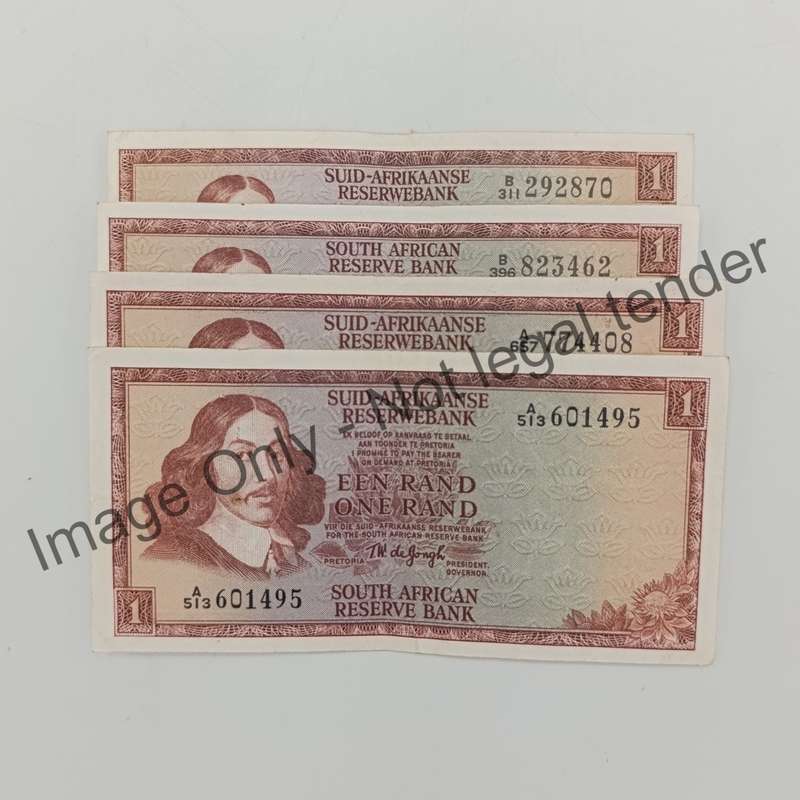 TW de Jongh 1967, 1972, 1973 & 1975 R1 banknotes - all years Issued