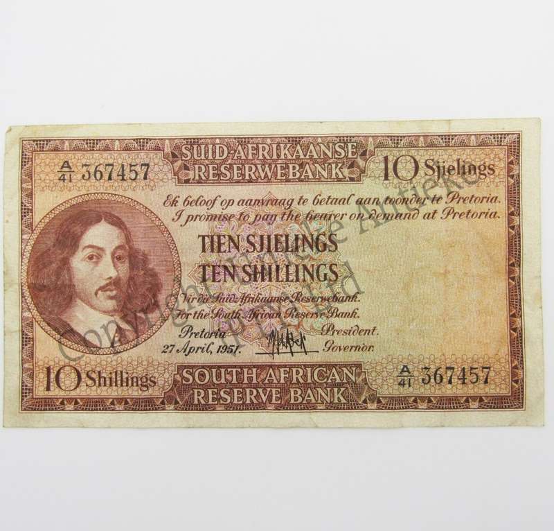M.H de Kock Ten Shillings 1951 A/E A41 VF-