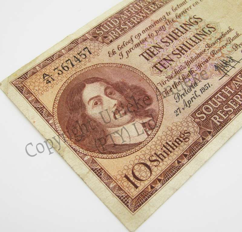 M.H de Kock Ten Shillings 1951 A/E A41 VF-