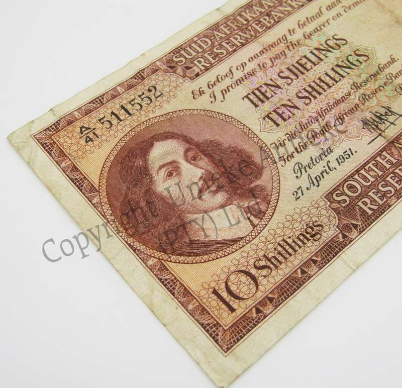 M.H de Kock Ten Shillings 1951 A/E A41 F+