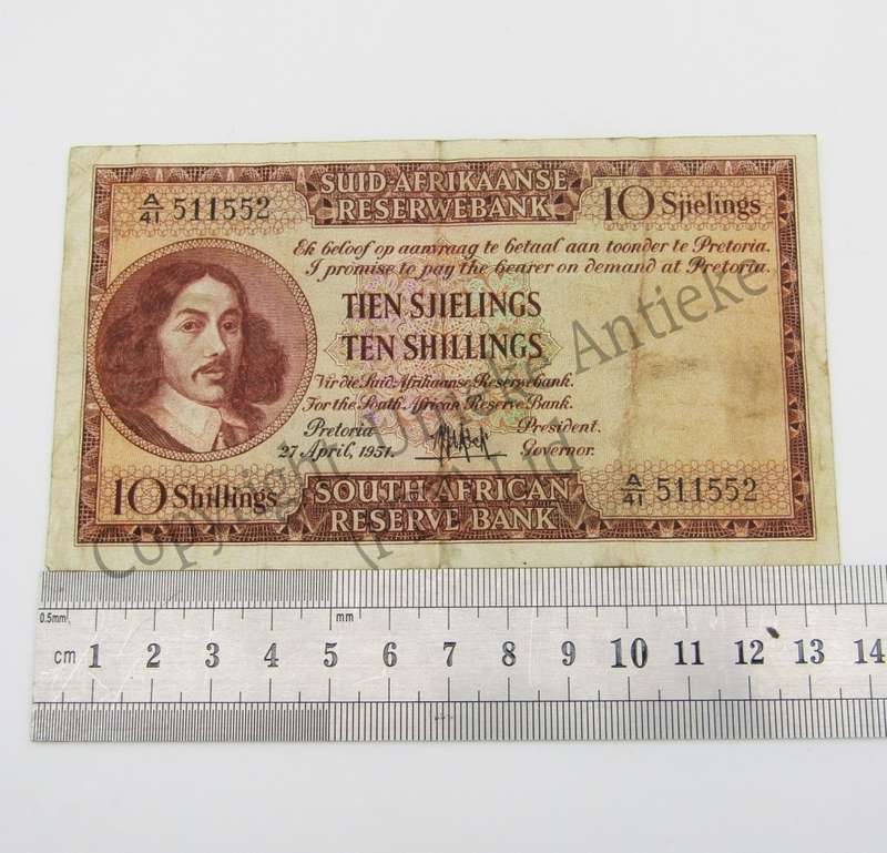 M.H de Kock Ten Shillings 1951 A/E A41 F+