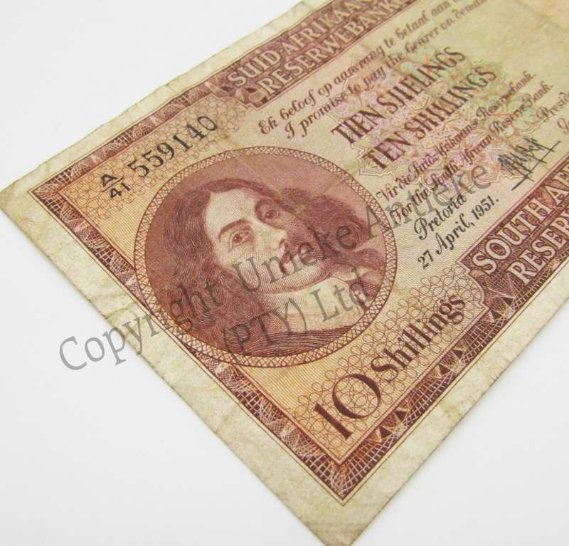 M.H de Kock Ten Shillings 1951 A/E A41 aVF
