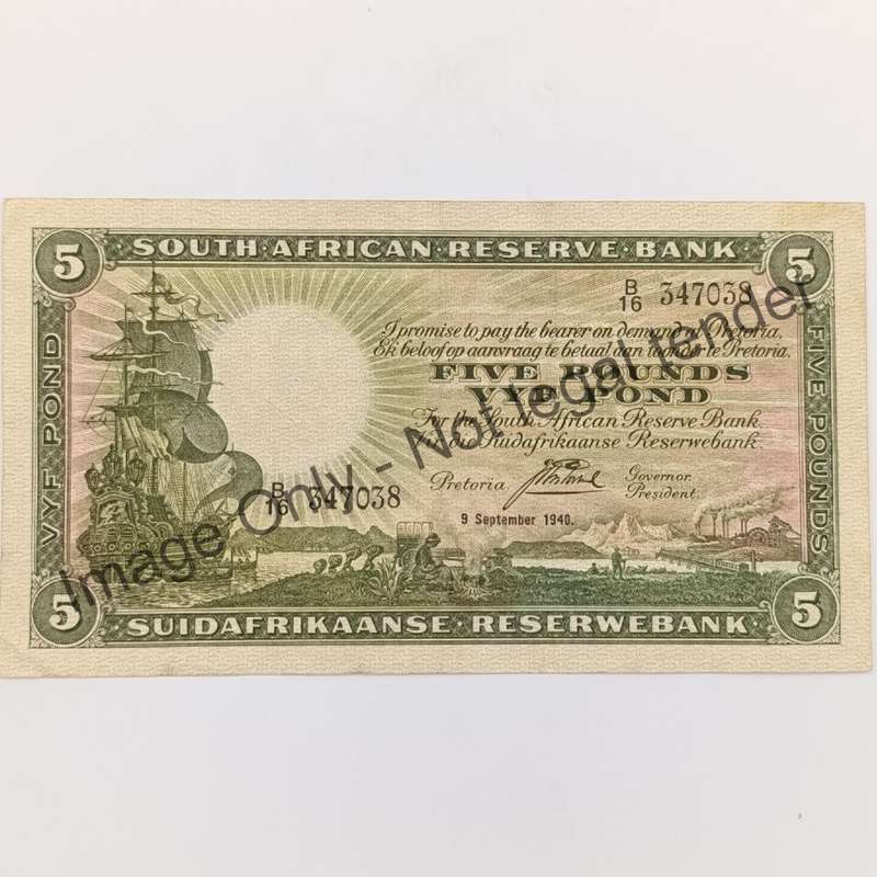 Postmus 9 September 1940 Five Pound banknote VF+