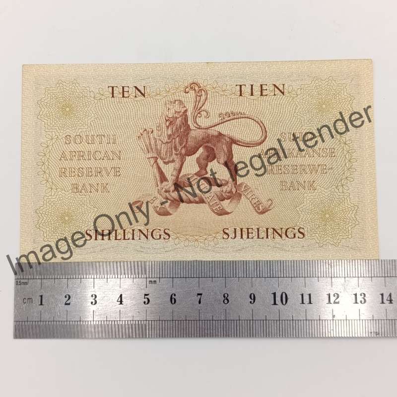 MH de Kock 1956 Ten Shillings banknote AU single fold