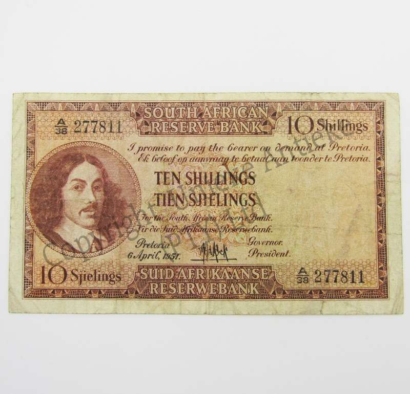 M.H de Kock Ten Shillings 1951 E/A A38 VF