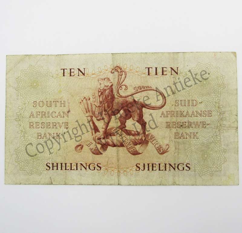 M.H de Kock Ten Shillings 1951 E/A A38 VF