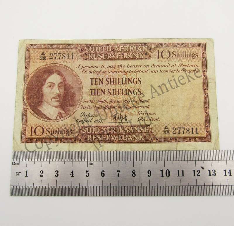 M.H de Kock Ten Shillings 1951 E/A A38 VF