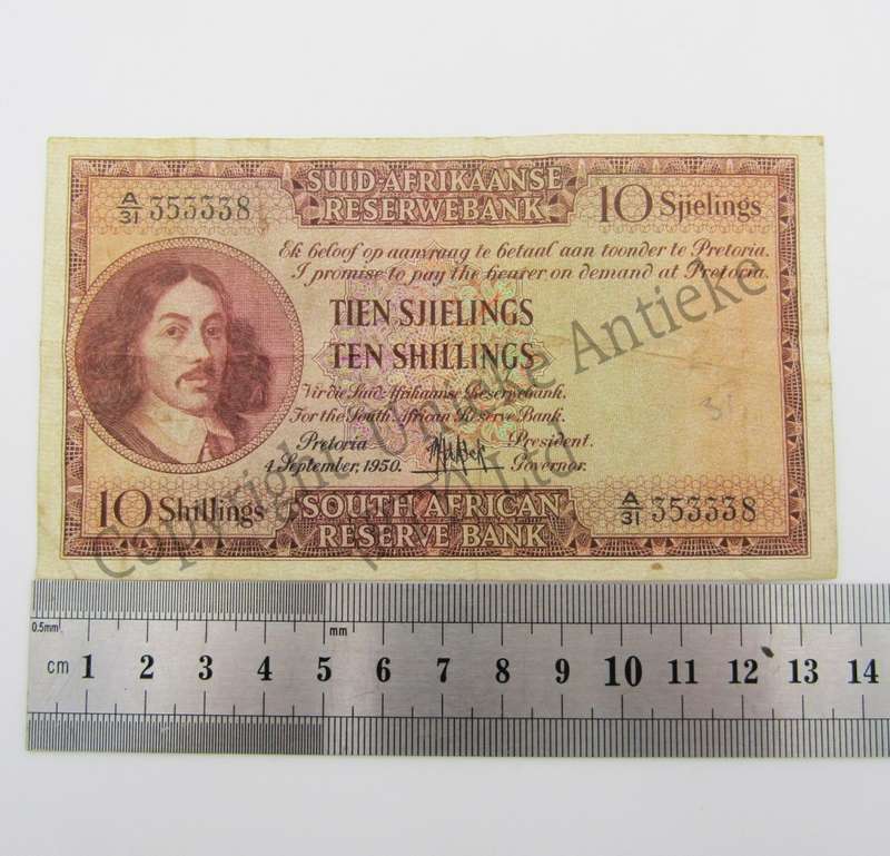 MH de Kock Ten Shillings 1950 A/E A31 VF