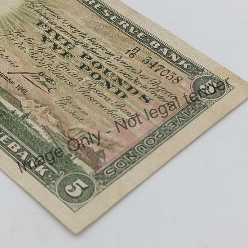 Postmus 9 September 1940 Five Pound banknote VF+