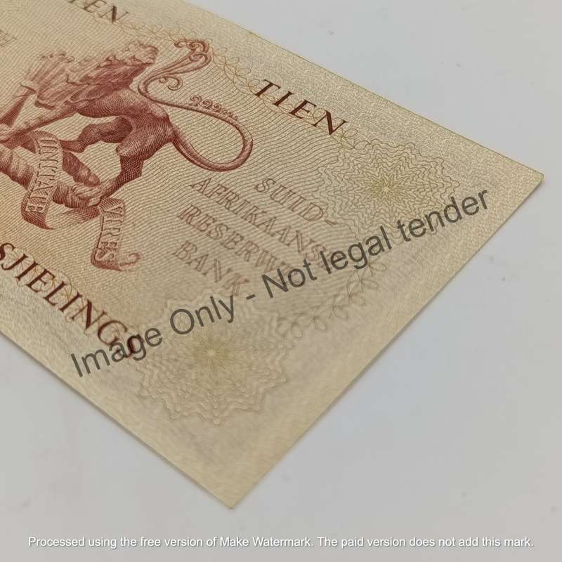 MH de Kock 1956 Ten Shillings banknote AU single fold