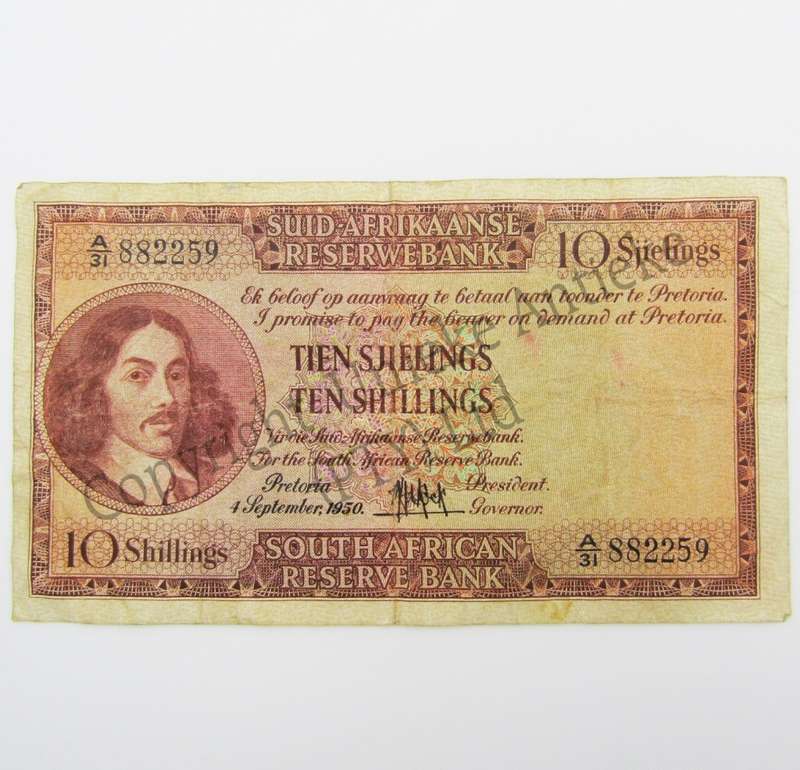 MH de Kock Ten Shillings 1950 A/E A31 aVF