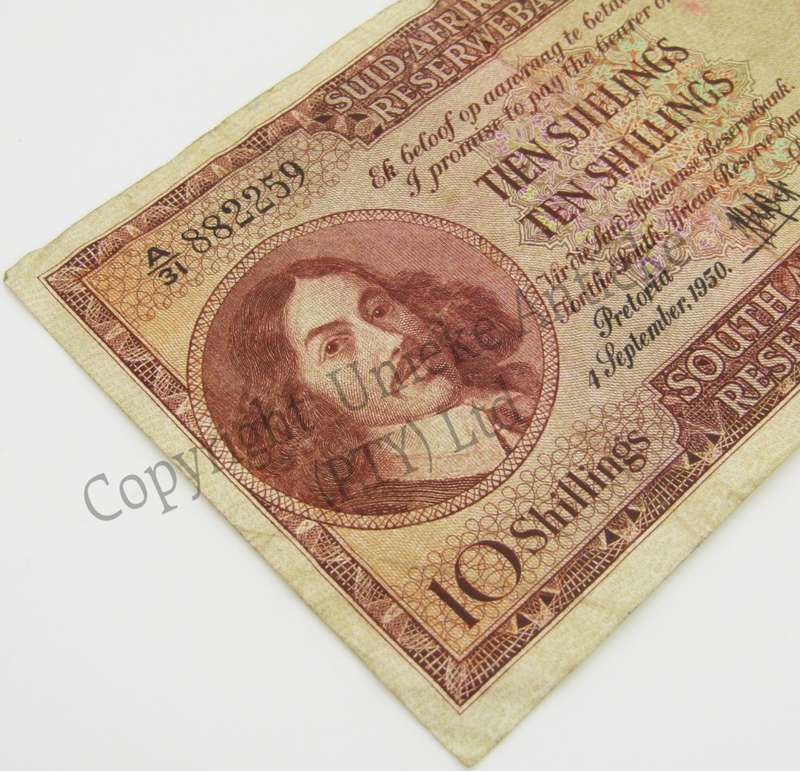 MH de Kock Ten Shillings 1950 A/E A31 aVF