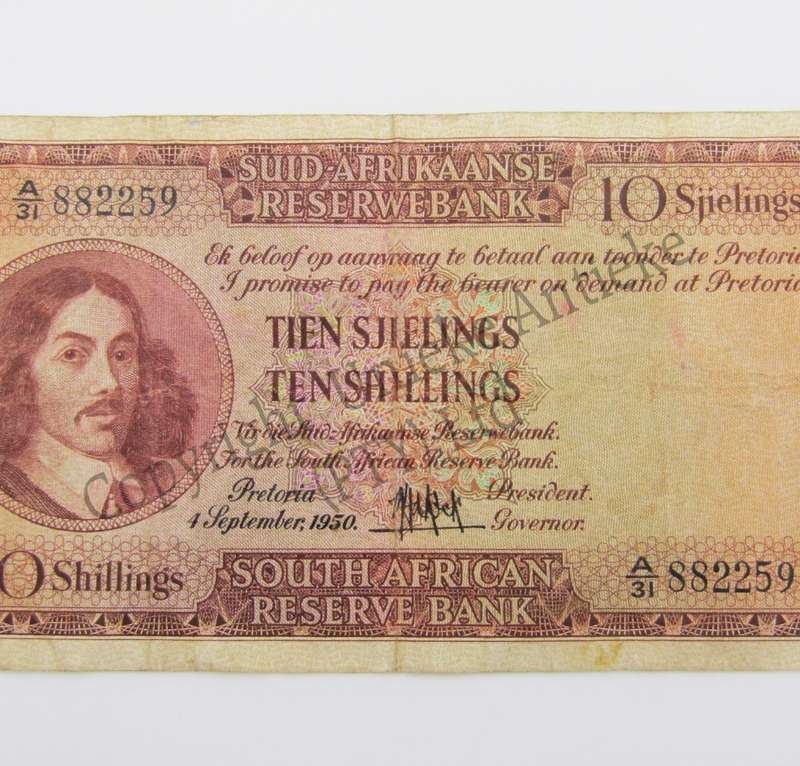 MH de Kock Ten Shillings 1950 A/E A31 aVF