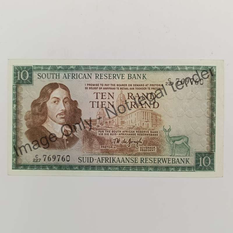 TW de Jongh First Issue R10 banknote uncirculated but some creases