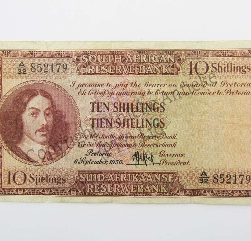MH de Kock Ten Shillings 1950 E/A A32 VF