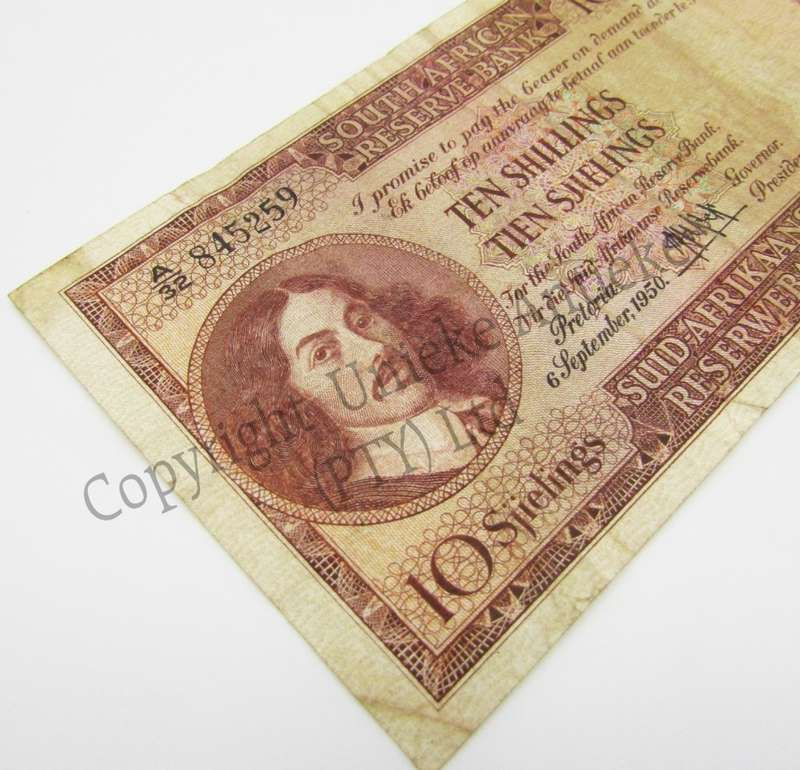 MH de Kock Ten Shillings 1950 E/A A32 VF
