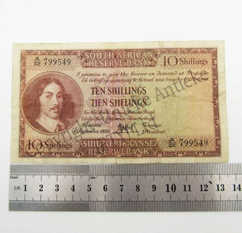MH de Kock Ten Shillings 1950 E/A A32 VF