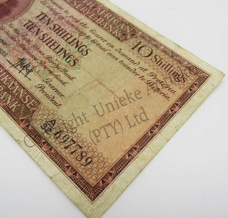 MH de Kock Ten Shillings 1950 E/A A32 VF