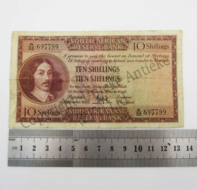 MH de Kock Ten Shillings 1950 E/A A32 VF