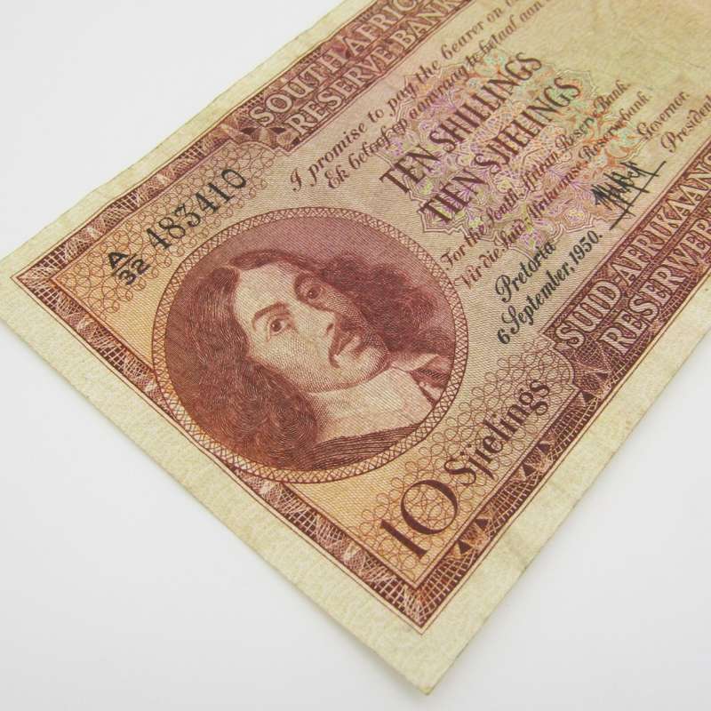 MH de Kock Ten Shillings 1950 E/A A32 VF