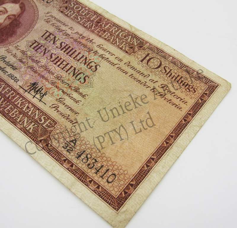 MH de Kock Ten Shillings 1950 E/A A32 VF