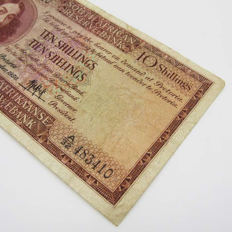 MH de Kock Ten Shillings 1950 E/A A32 VF
