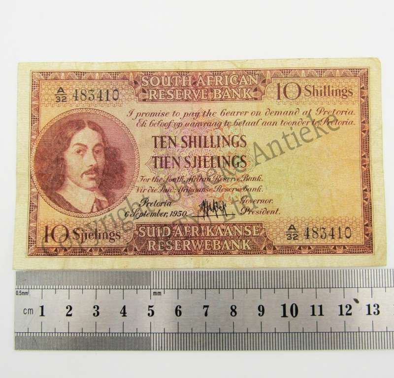 MH de Kock Ten Shillings 1950 E/A A32 VF
