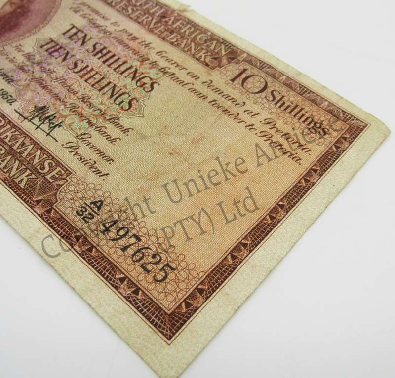 MH de Kock Ten Shillings 1950 E/A A32 VF