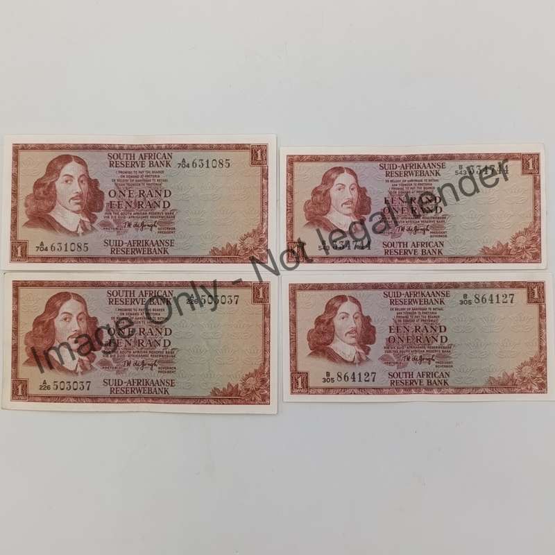 TW de Jongh 4x 1st,2nd & 3rd Issue R1 notes of different years 1967, 1972,1973 & 1975